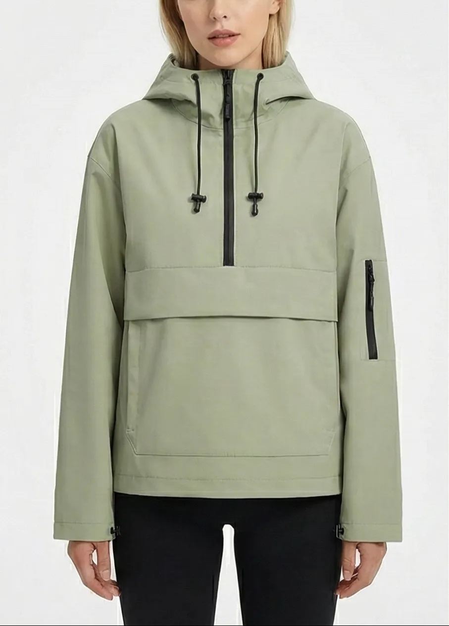 Limited time saleš„Fleece-lined Waterproof Raincoat Hoodie With Kangaroo Pocket