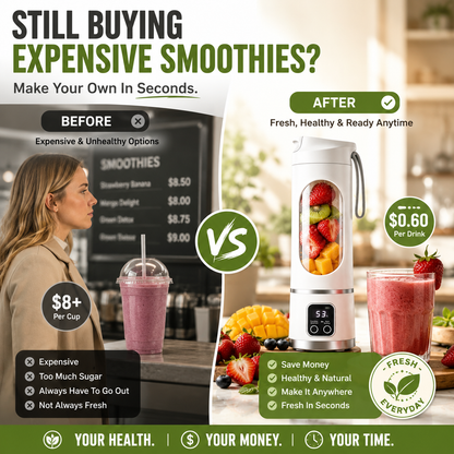 🧊Portable USB Blender with LED Display - Perfect for Smoothies & Juices