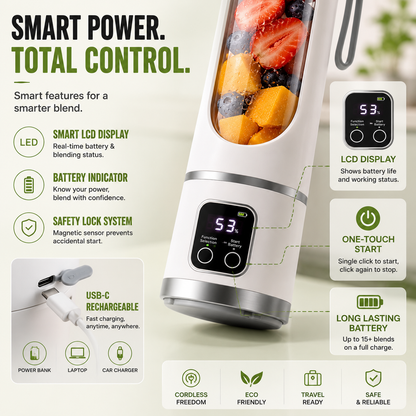 🧊Portable USB Blender with LED Display - Perfect for Smoothies & Juices