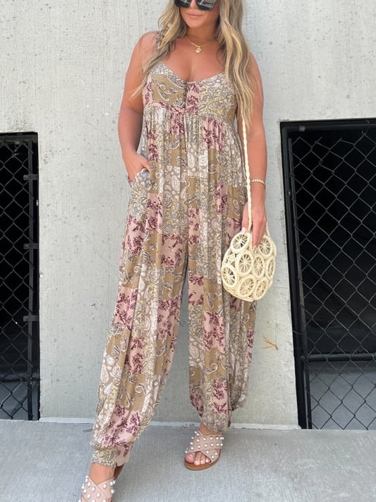 2024 Patchwork Print Loose Jumpsuit (Buy 2 Free Shipping)