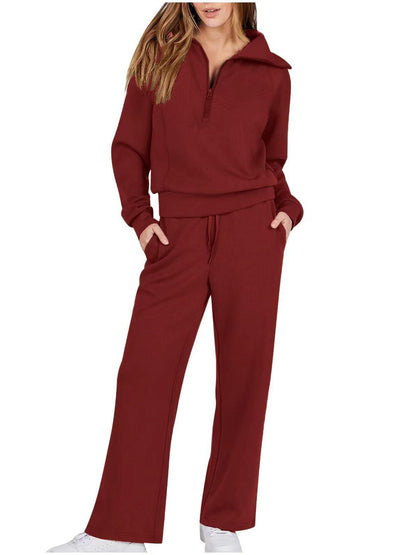 Women's Navy Collar Half Zip Suit (Buy 2 Free Shipping)