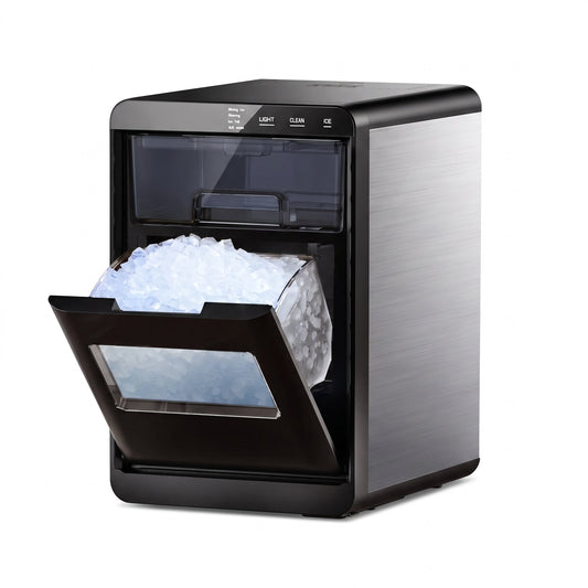 Portable Nugget Ice Maker – Compact Countertop Ice Maker Producing Soft Chewable Ice for Home & Events