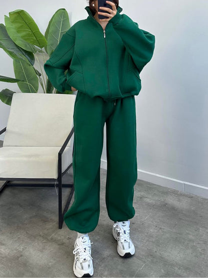 Women's 2 Piece Sets Zipper Outfits Casual Long Sleeve  Sweatsuits Sets