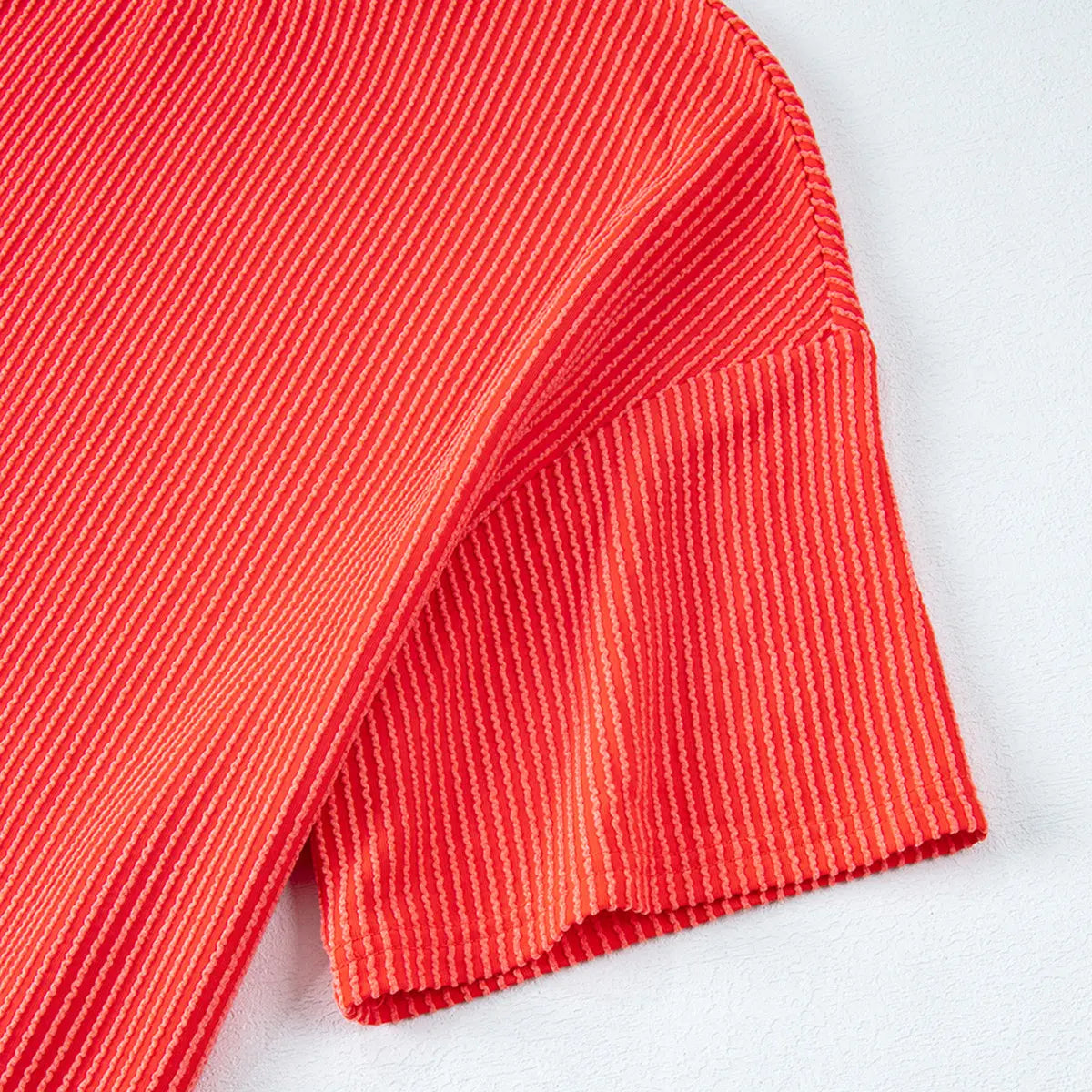 Two Piece Ribbed Short Sleeve Matching Set With Pockets For Women