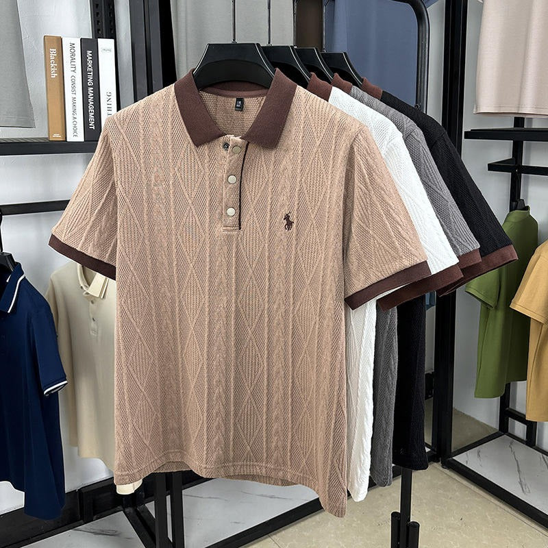 Men's Oversize Polo Shirt | Casual Golf Knit Tee Breathable Polo Shirt |