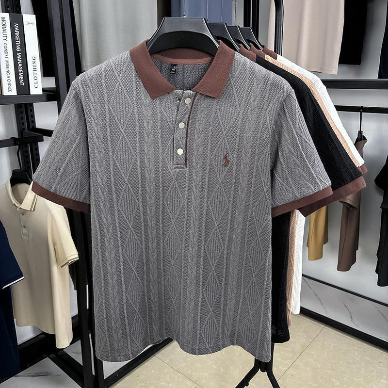 Men's Oversize Polo Shirt | Casual Golf Knit Tee Breathable Polo Shirt |