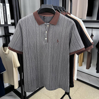 Men's Oversize Polo Shirt | Casual Golf Knit Tee Breathable Polo Shirt |