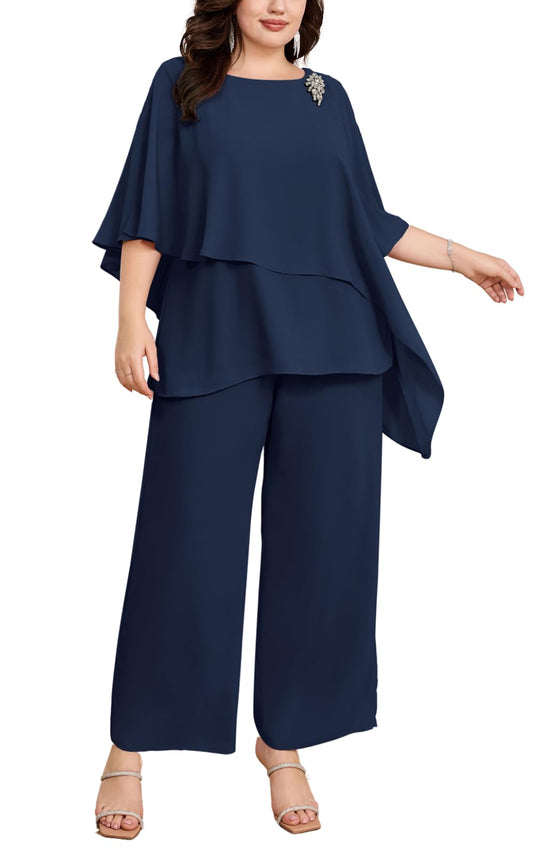 2-Piece Chiffon Pant Suit for Wedding Guests