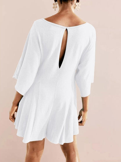 ⏰Hot Sale-Women's Short Sleeve Loose Ruffled Short Romper Dress with Pocket