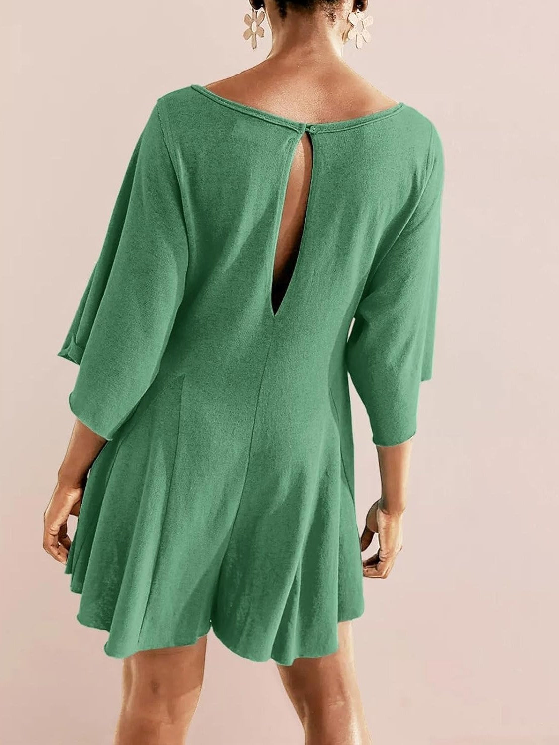 ⏰Hot Sale-Women's Short Sleeve Loose Ruffled Short Romper Dress with Pocket