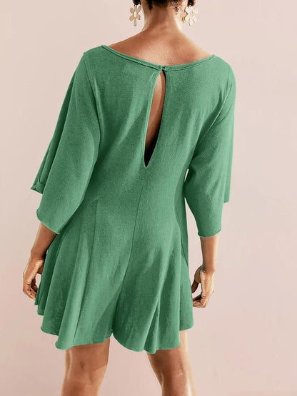 ⏰Hot Sale-Women's Short Sleeve Loose Ruffled Short Romper Dress with Pocket