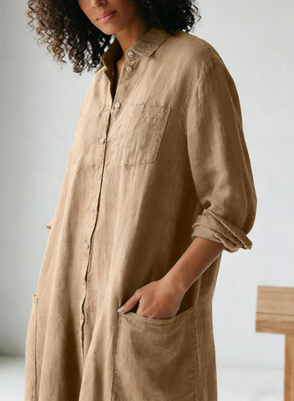 ⏰Hot Sale-Women's Linen Button Down Long Sleeve Wide Leg Jumpsuit