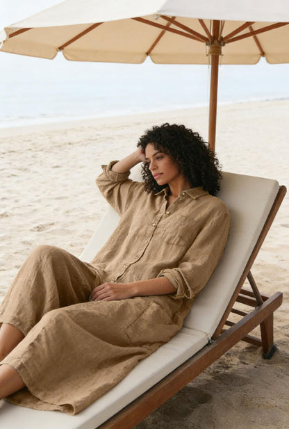 ⏰Hot Sale-Women's Linen Button Down Long Sleeve Wide Leg Jumpsuit