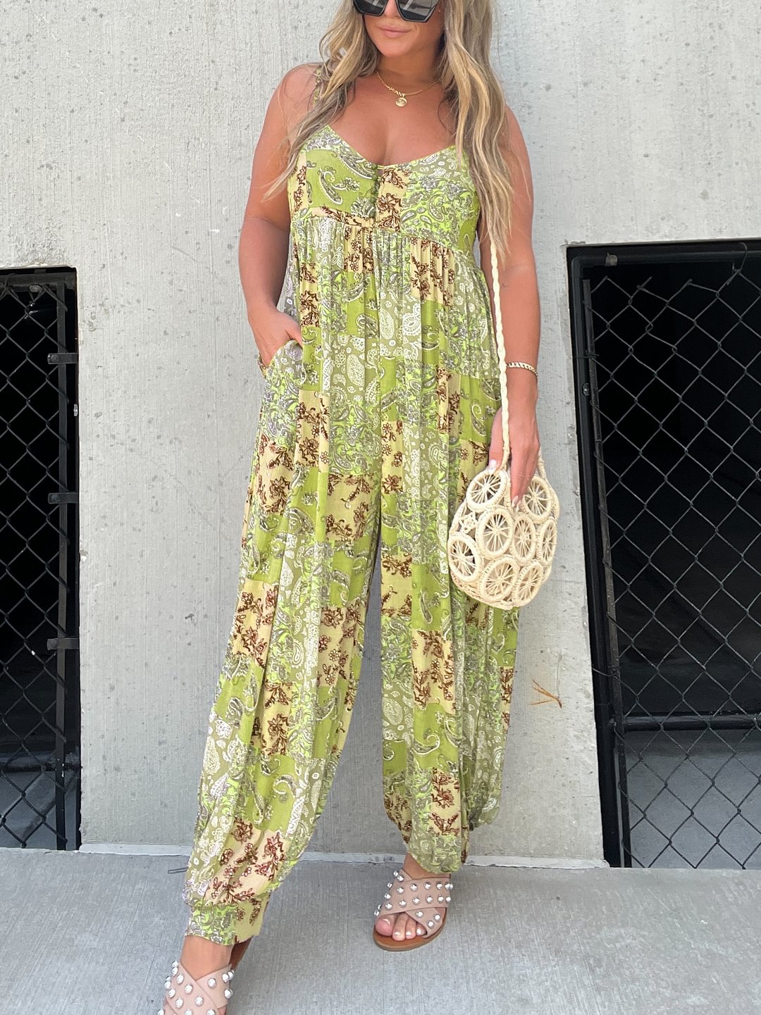 2023 Hot Sale Patchwork Print Loose Jumpsuit (Buy 2 Free Shipping)