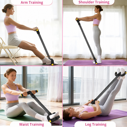 Upgrade Foot Pedal Resistance Bands with Handles, 4-Tube Adjustable Resistance, Portable Full-Body Workout Kit with Ankle Straps & Stirrup Puller for Abdomen, Waist, Arm, Core/ABS, Leg, Yoga, Sit-ups Training, Men Women Home Fitness