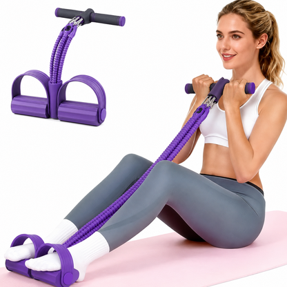 Upgrade Foot Pedal Resistance Bands with Handles, 4-Tube Adjustable Resistance, Portable Full-Body Workout Kit with Ankle Straps & Stirrup Puller for Abdomen, Waist, Arm, Core/ABS, Leg, Yoga, Sit-ups Training, Men Women Home Fitness