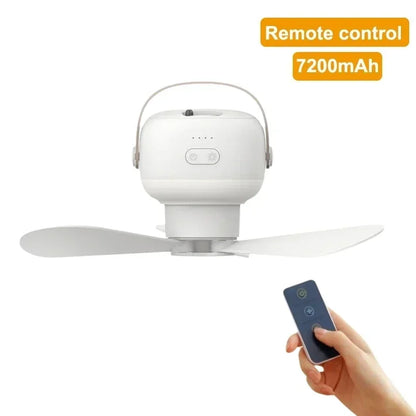 🏕️ Portable Camping Fan with LED Light & Remote Control