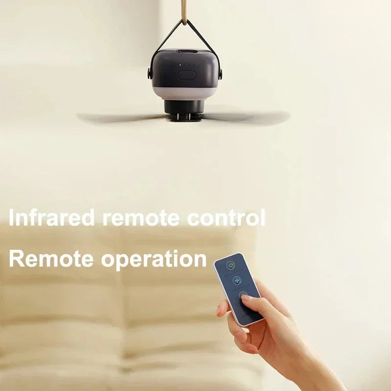🏕️ Portable Camping Fan with LED Light & Remote Control