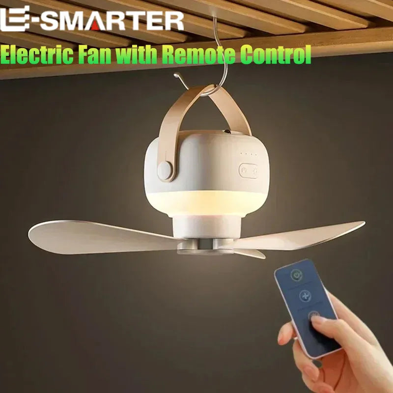 🏕️ Portable Camping Fan with LED Light & Remote Control