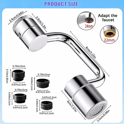 U Shape Faucet Extender - 360° Rotatable Universal Faucet Aerator Extension Attachment for Bathroom Sink & Kitchen Sink, Splash-Free Dual-Mode Flow, Easy Install with Adapters