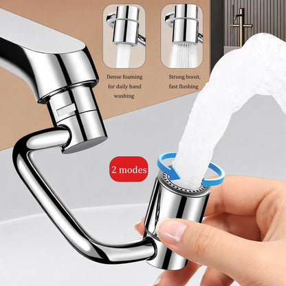U Shape Faucet Extender - 360° Rotatable Universal Faucet Aerator Extension Attachment for Bathroom Sink & Kitchen Sink, Splash-Free Dual-Mode Flow, Easy Install with Adapters