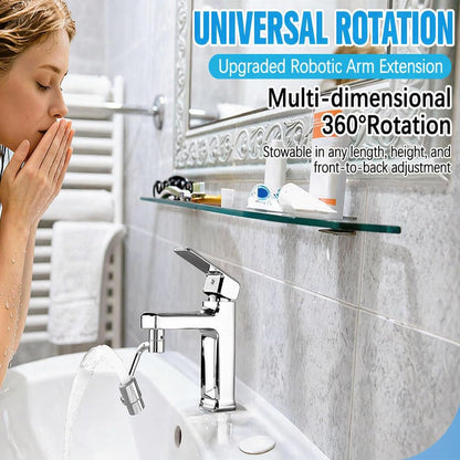 U Shape Faucet Extender - 360° Rotatable Universal Faucet Aerator Extension Attachment for Bathroom Sink & Kitchen Sink, Splash-Free Dual-Mode Flow, Easy Install with Adapters