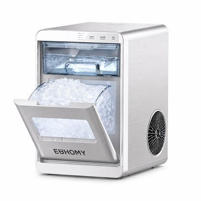 Portable Nugget Ice Maker Machine – Compact Countertop Ice Maker Producing Soft Chewable Ice for Home & Events