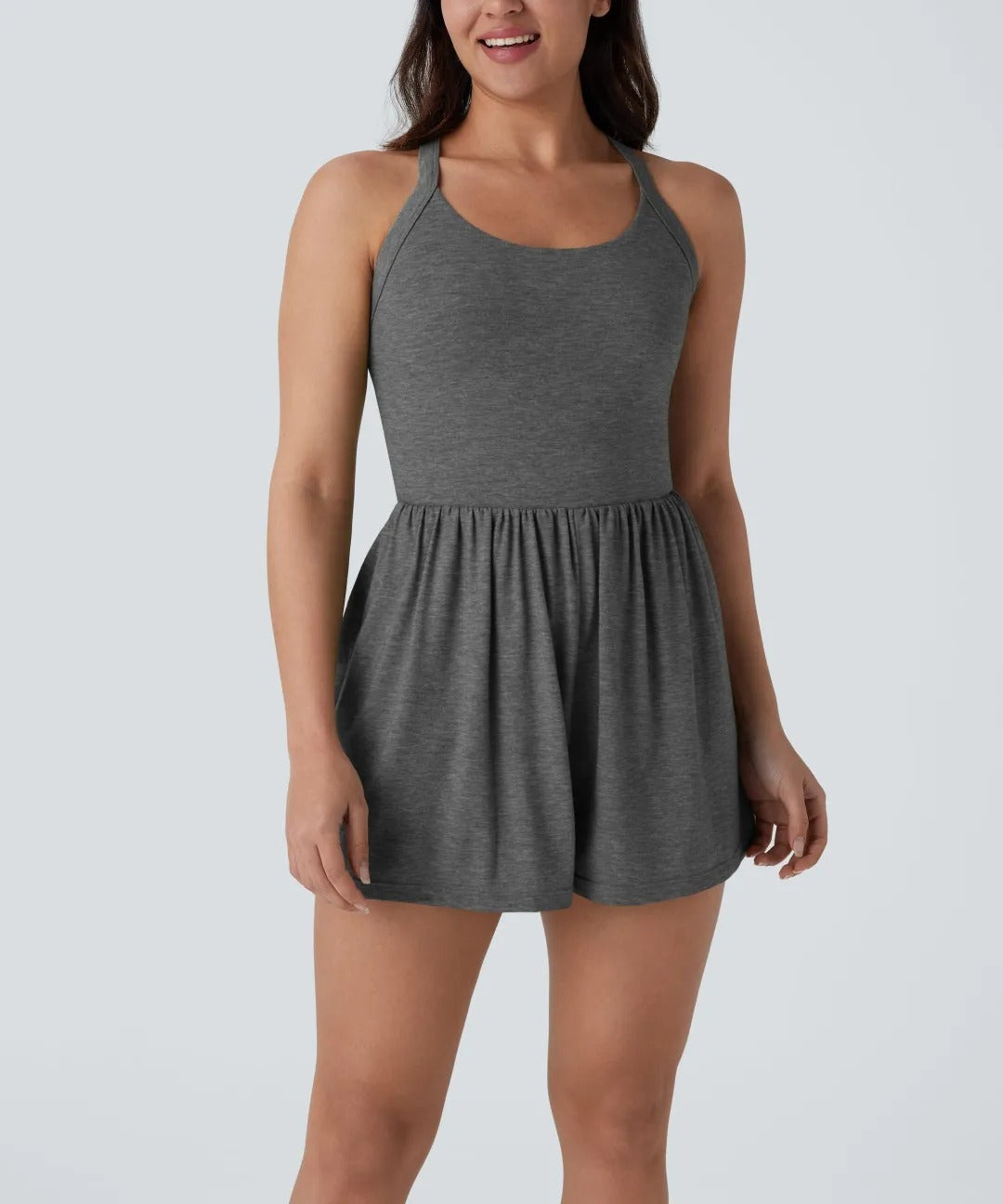 ⏰Hot Sale-Women's casual Backless Twisted Side Pocket 2-in-1 Resort Romper
