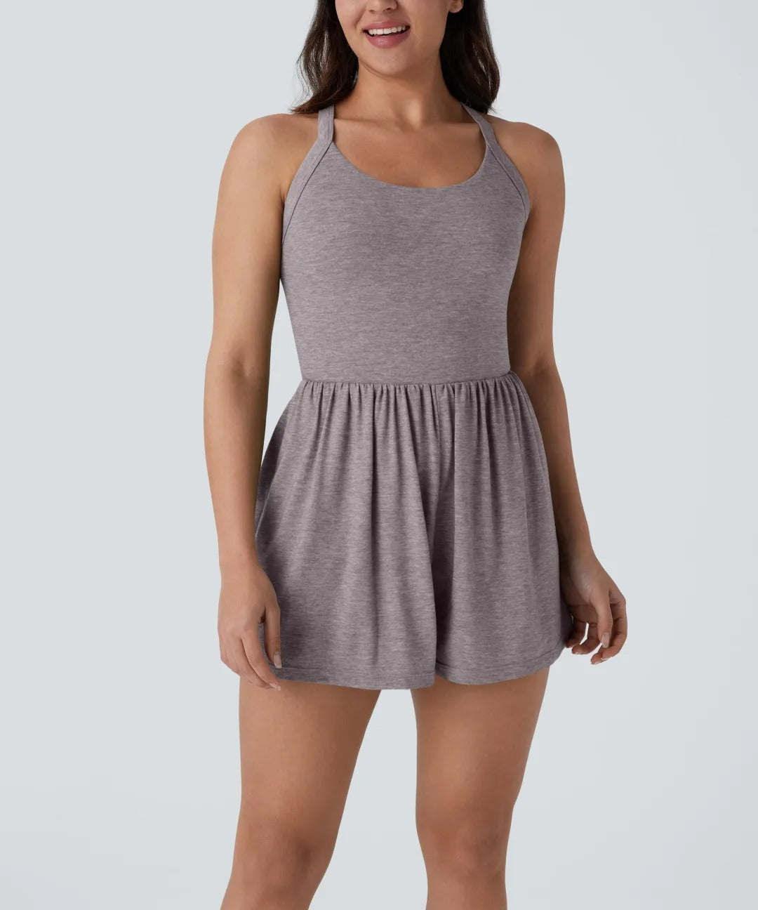 ⏰Hot Sale-Women's casual Backless Twisted Side Pocket 2-in-1 Resort Romper