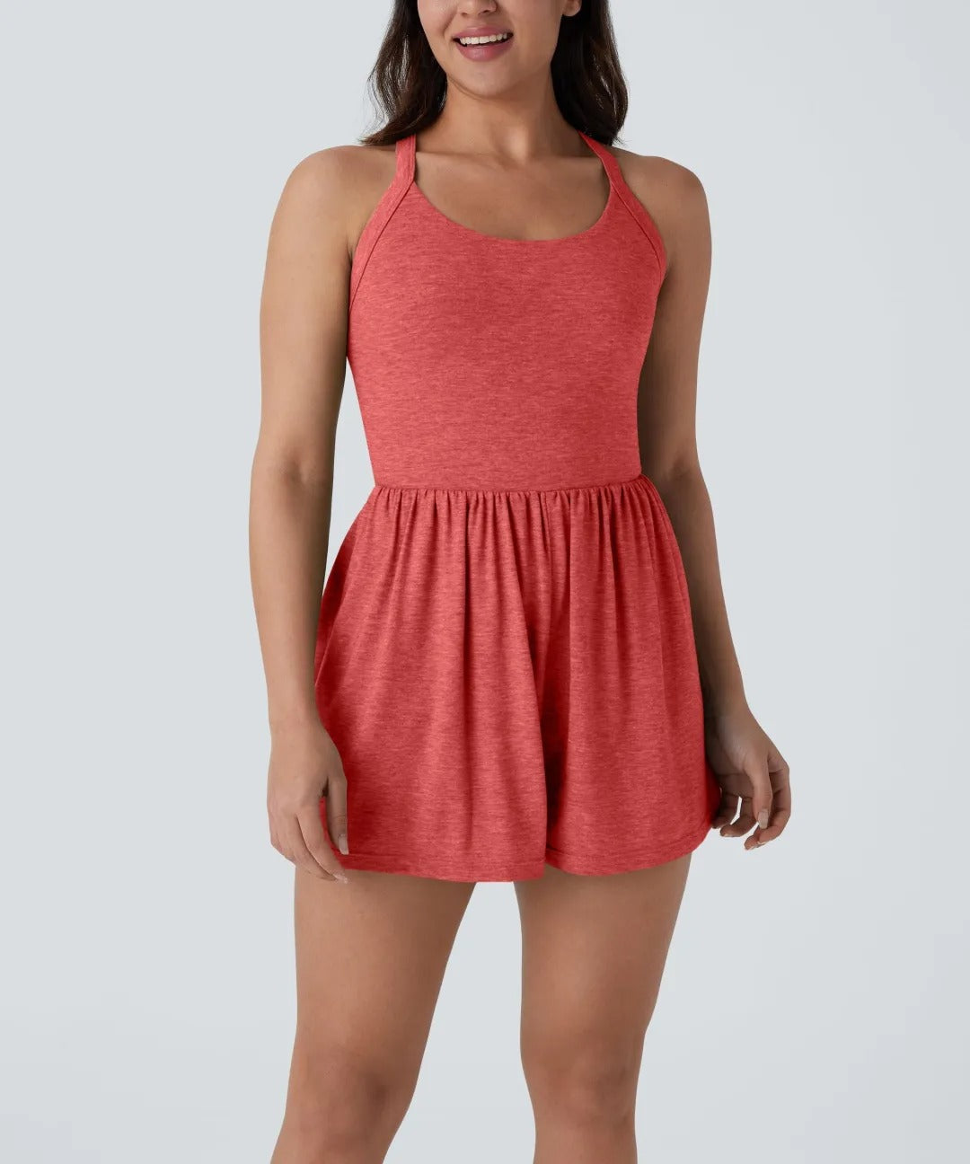 ⏰Hot Sale-Women's casual Backless Twisted Side Pocket 2-in-1 Resort Romper